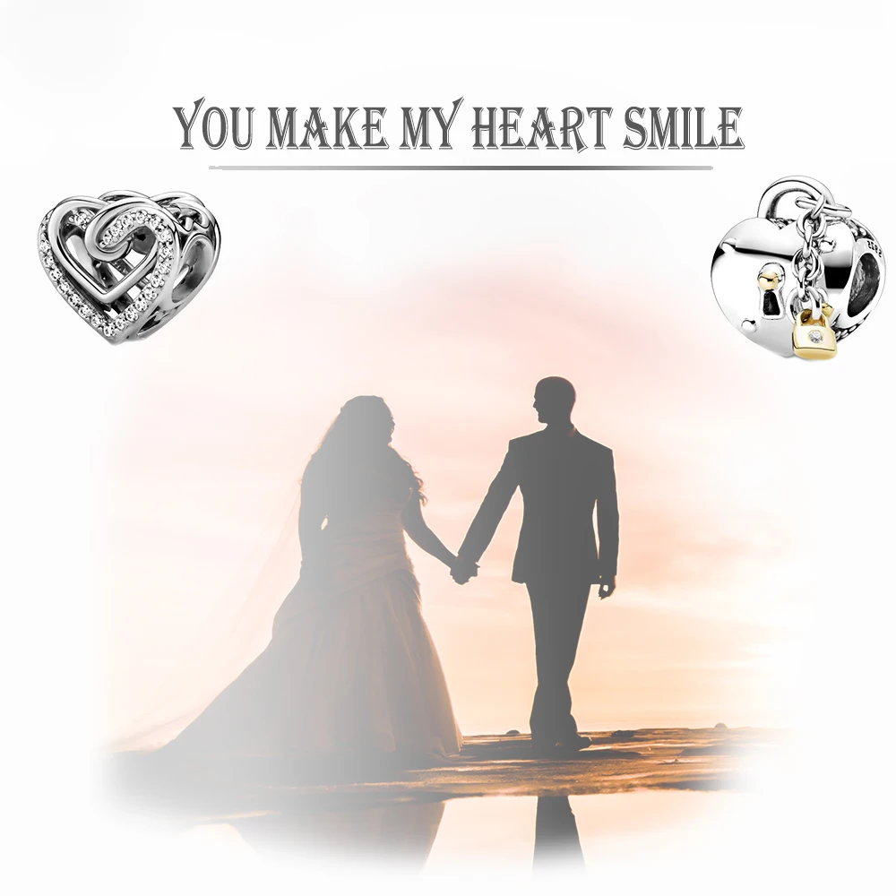 

Top Sale New Sterling Silver 925 Fine Love Charms Fit Original Pandora Charms Bracelet For Women Jewelry Making Chirstmas Gift