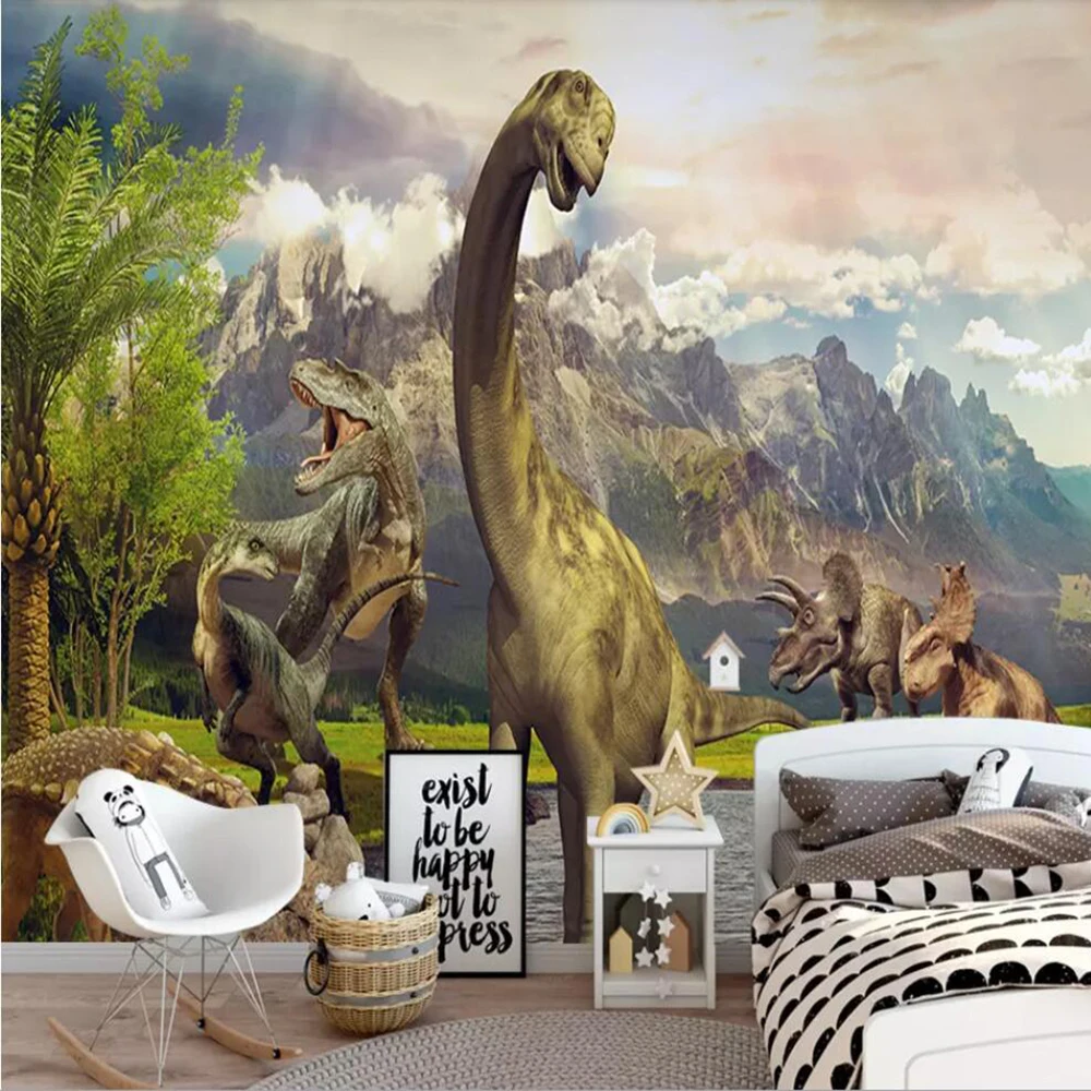 Milofi custom 3D wallpaper mural fantasy Jurassic dinosaur world children's room background wall decoration | Обустройство дома