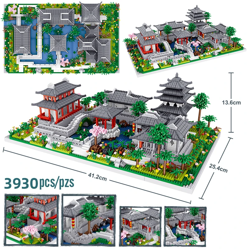 

3930pcs Creative World Architecture Yard Garden Temple Lake Tree Diy Mini Diamond Blocks Bricks Building Toy For Children Gifts