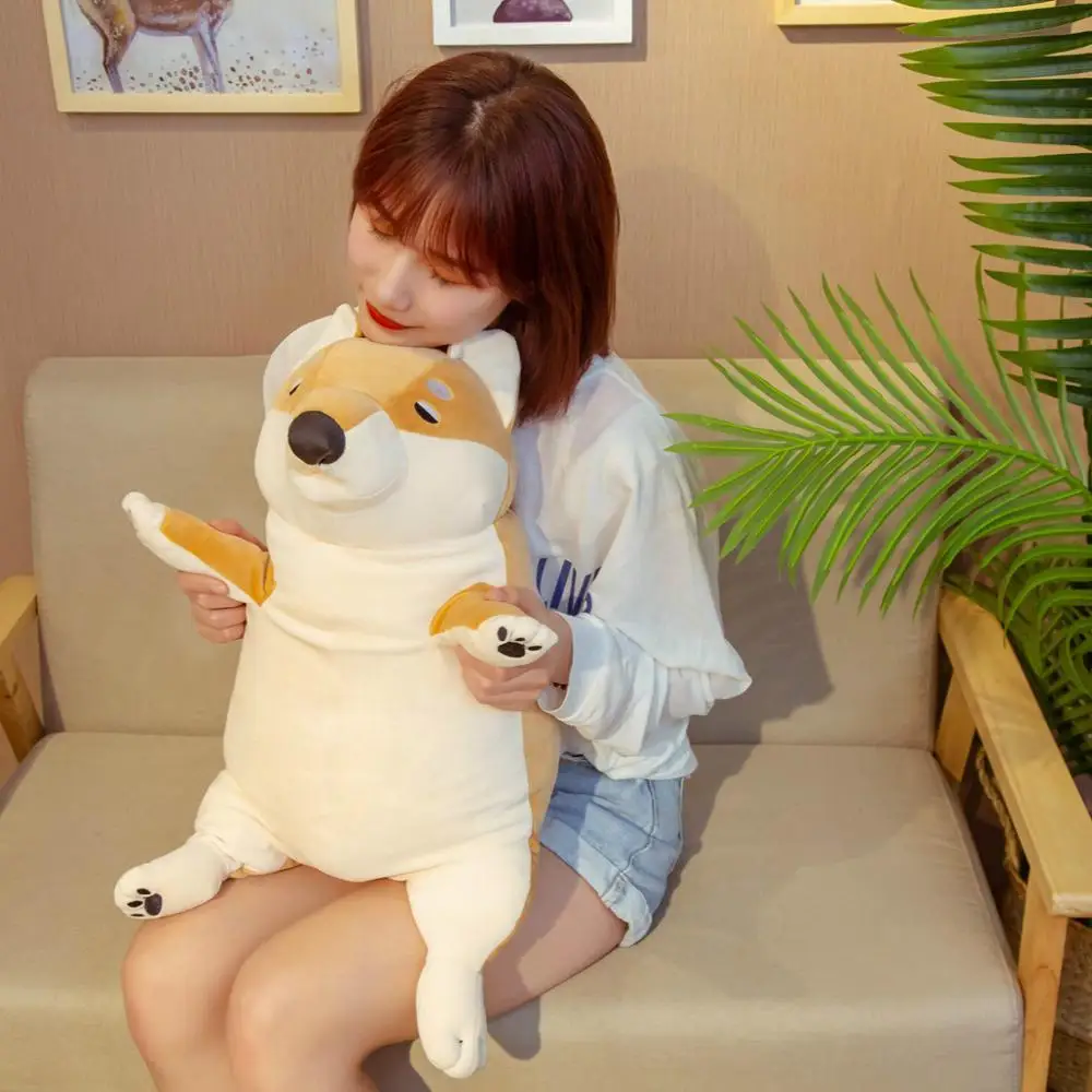 Hot 1pc 40-60cm Cartoon Lying Plush Stuffed Dog Big Toys Shiba Inu Doll Lovely Animal Children Birthday Gift Corgi Pillow | Игрушки и