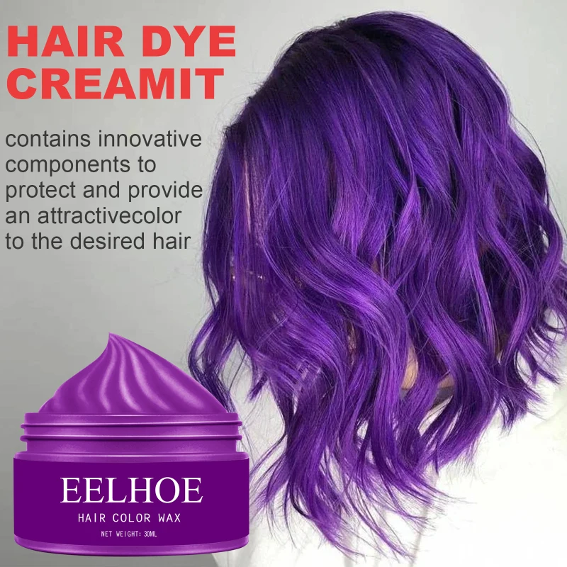 eelhoe 6 colors Hair color wax Strong And Hold Unisex Hair Wax Black Color Hair Clay Temporary Hair Dye For Hair Styling images - 6