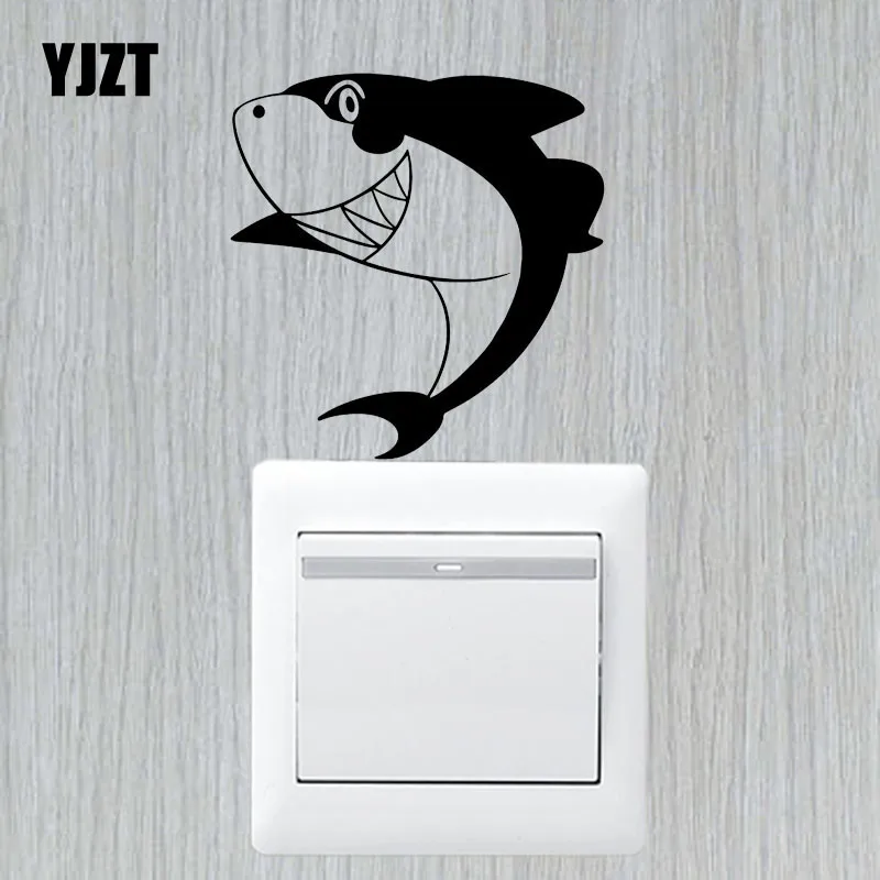 YJZT улыбка Акула настенный стикер для выключателя виниловые наклейки в виде