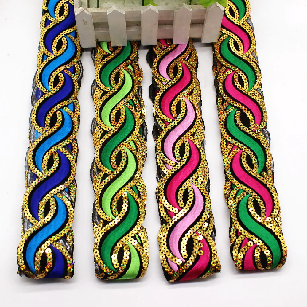 1 ярд цветные вышитые кружева фантазийные полосатые ленты с волнистыми полосками