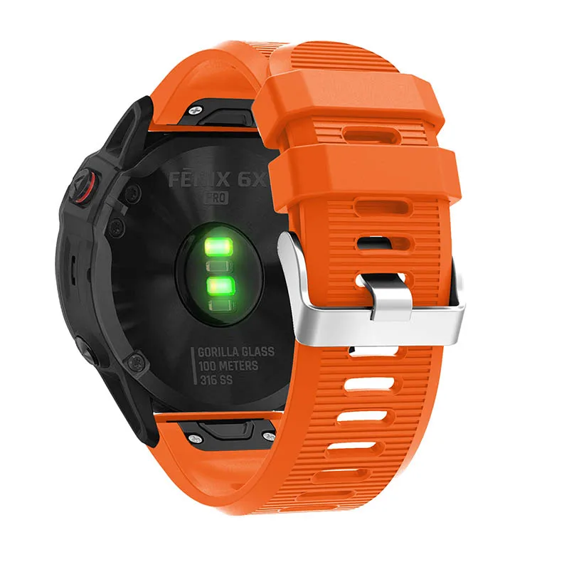 Orange 20 22 26 мм для Garmin Fenix 6S 6 6X Pro 5S 5 5X Plus удобный силиконовый ремешок смарт-аксессуары быстросъемный ремешок для часов - Цвет: Orange