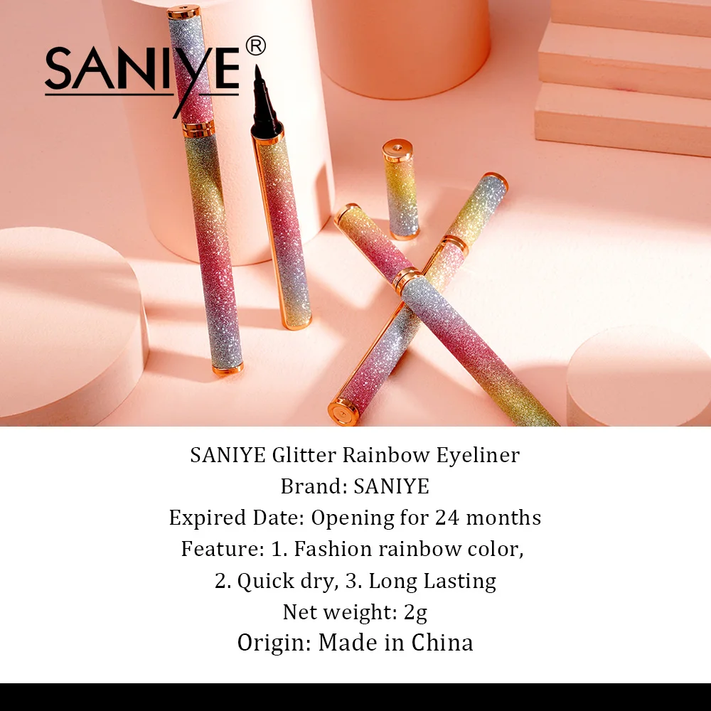

SANIYE Diamond Shiny Waterproof Liquid Eyeliner Quick-drying Eye Makeup Tools Long Lasting Black Eyeliner Pen Cosmetics M404