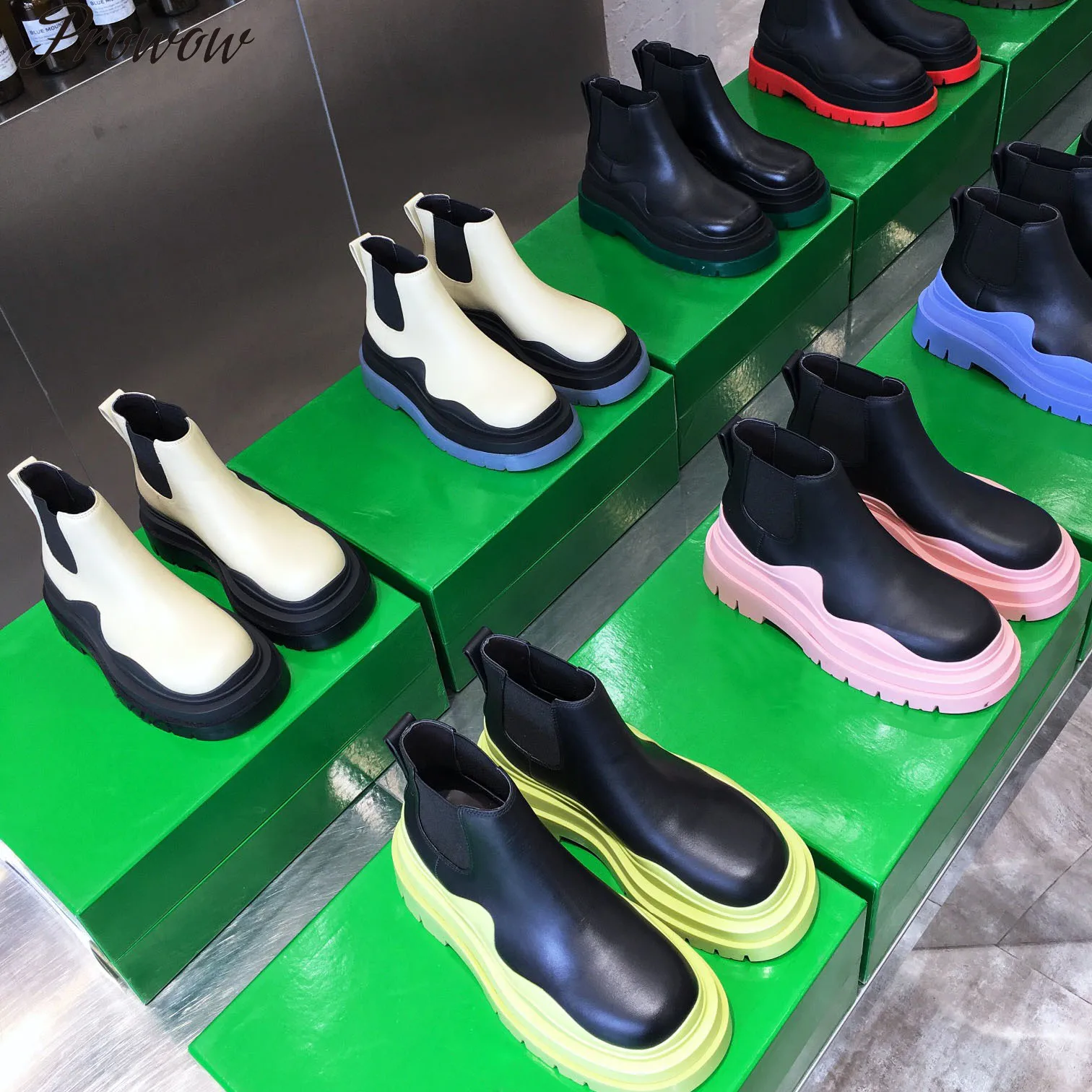 

Prowow Classic Women Boots High Quality Genuine Leather Women Shoes Round Toe Chelsea Boots For Women Thick Bottom Ankle Boots