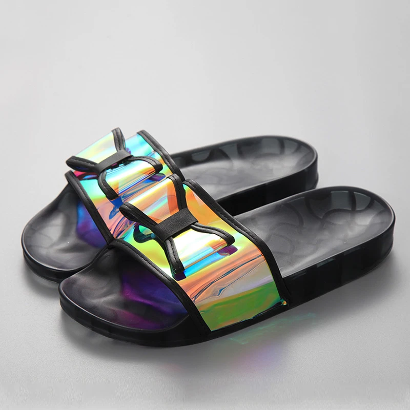 Тапочки женские домашние на плоской подошве ПВХ с бантиком кристаллы