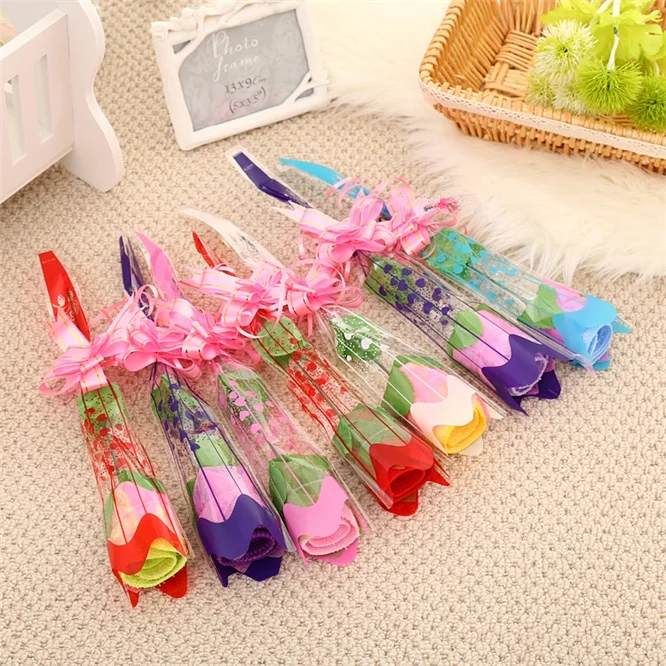

50PCS Microfiber Cotton Creative Candy Rose Flower shape Towel Home Textile 20*20CM Wedding Holiday Gifts Washcloth