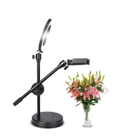 monopod mount bracket with led ring flash light lamp tabletop stand tripods with mobile phone holder overhead shot for nail art