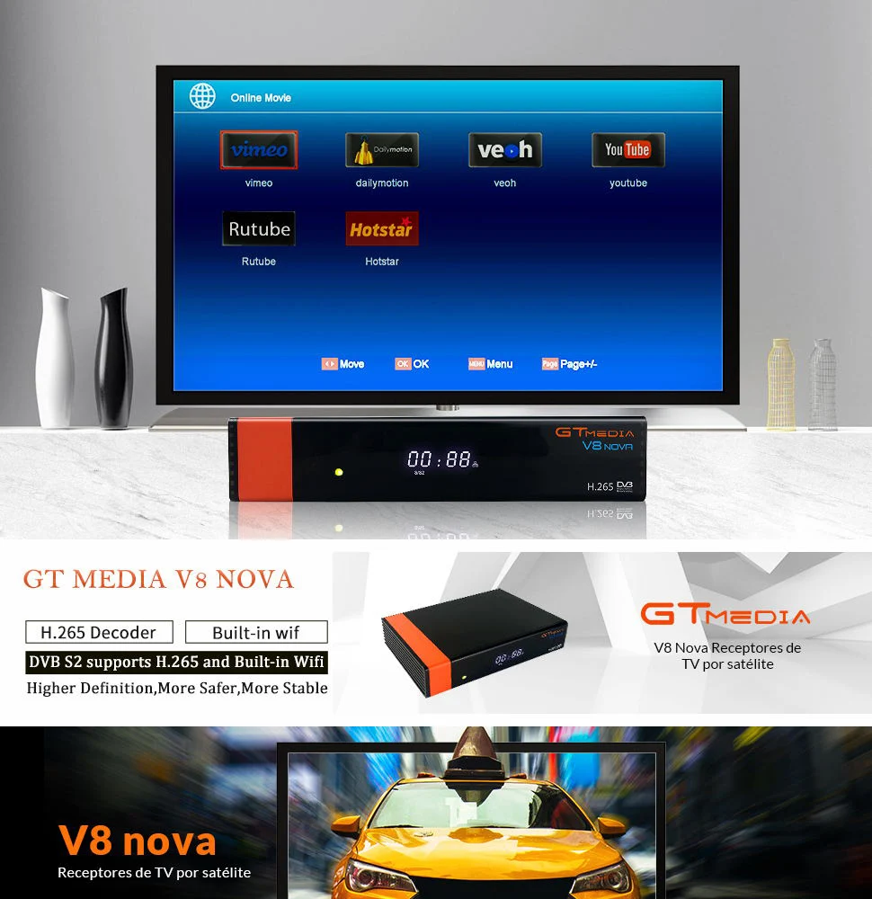 GTMedia V8 Nova Full HD DVB-S2 спутниковый ресивер Встроенный WiFi Поддержка Европа Испания 7 кабельных линий Смарт Цифровой же V8 Nova