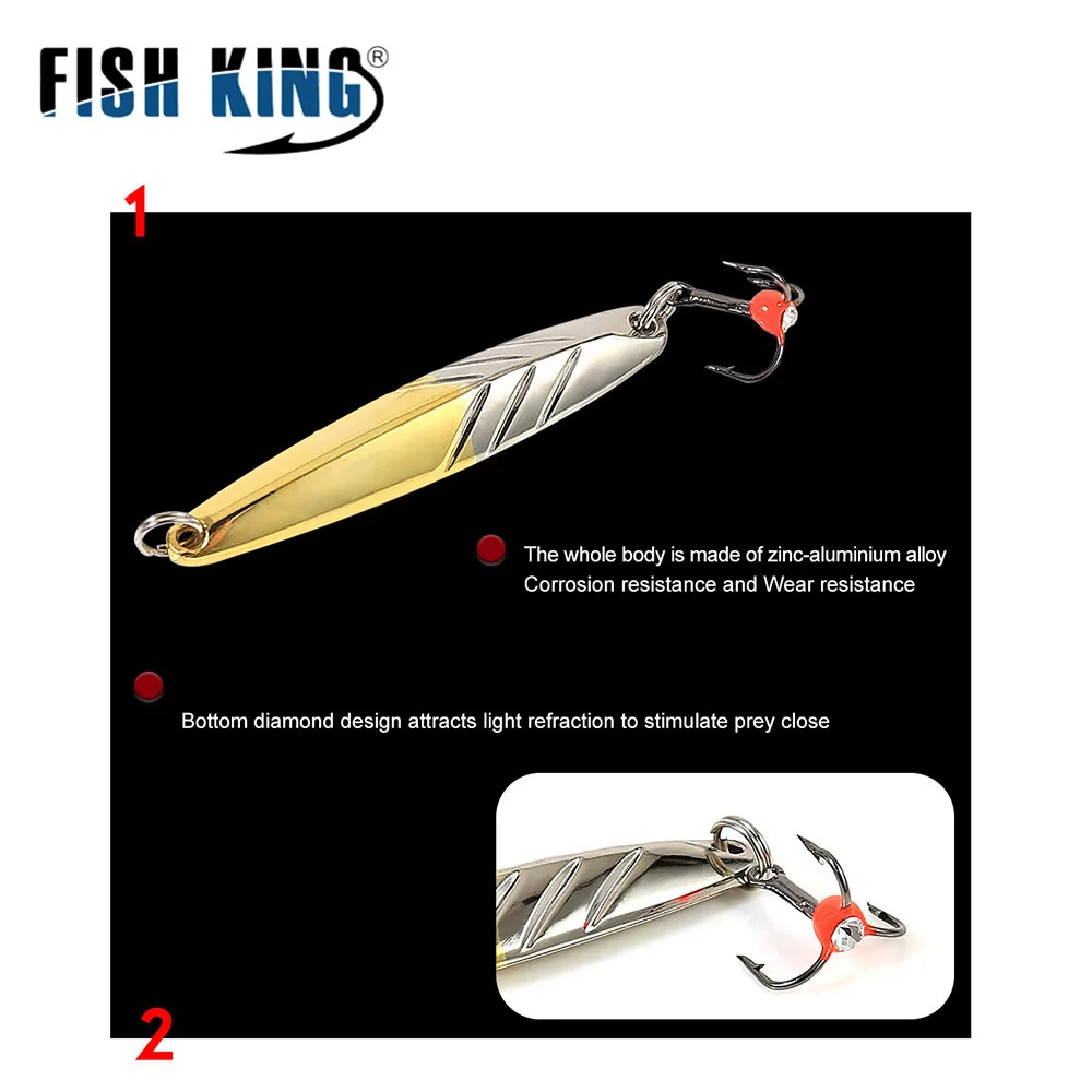 FISH KING  Winter Ice Fishing Lure 5/10/15g Artificial Metal Winter Hard Bait Balancer Metal Treble Hook accessories Wobblers