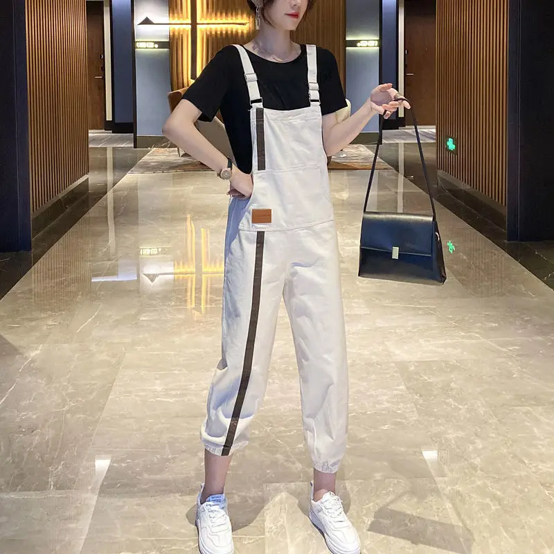 

Overalls 2021 Summer New Patch Loose Overalls Women's Age Slimming Nine-point Pants Woman Jeans Baggy Jeans