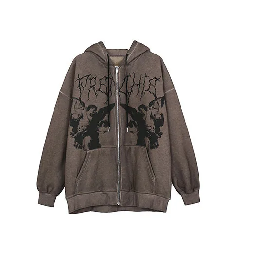 

Hoodie Angel Grunge Black Print Jacket Hip-hop Female Jacket Streetwear Harajuku Anime Hoodies Jacket Zipper Y2k and-girl Punk