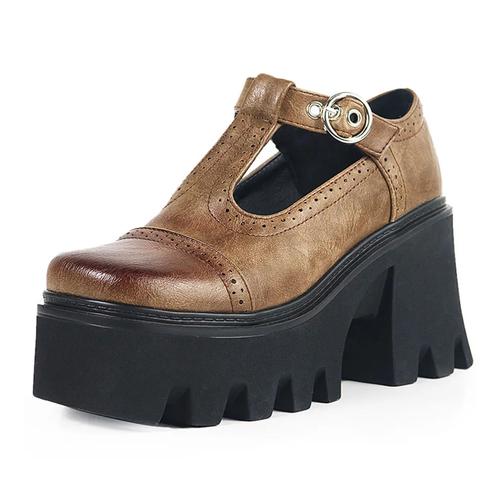 

DoraTasia Big Size 35-43 Brand Design Ladies Chunky High Heels Pumps Fashion Platform Pumps Women Party Office Retro Shoes Woman