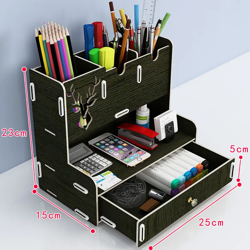 Ayane Creative Pen pencil holder Receiving Box Desktop Learning Penholder Office desk organizer storage rack supplies wood | Канцтовары