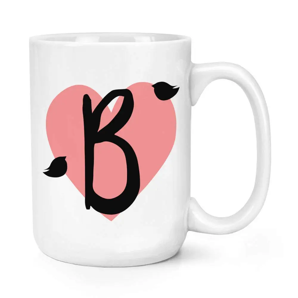 Керамическая кружка с буквами D и сердцем алфавита 10 унций|Кружки| |