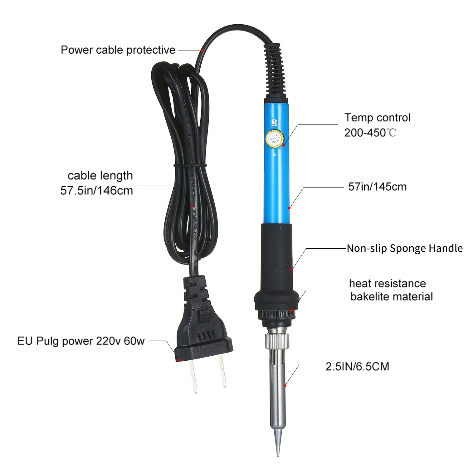

Adjustable Temperature Soldering Iron Kit 220V 60W Digital Multimeter Soldering Tips Desoldering Pump Cutter Solder Wire