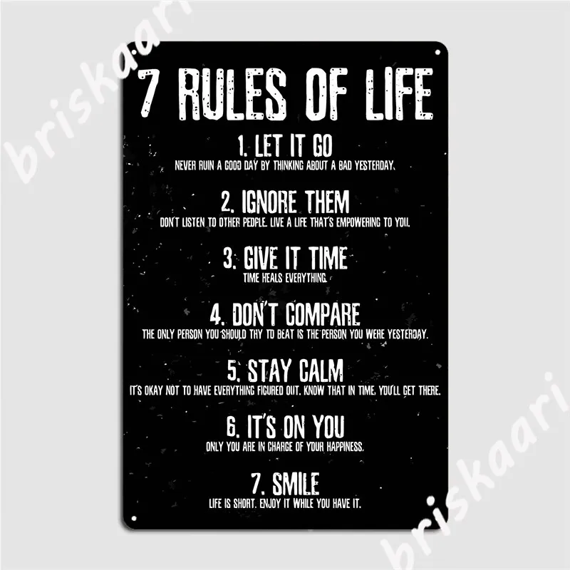 

Плакат 7 правил жизни, металлический плакат, клуб, домашний паб, гараж, Ретро Декор стен, оловянные плакаты с знаком
