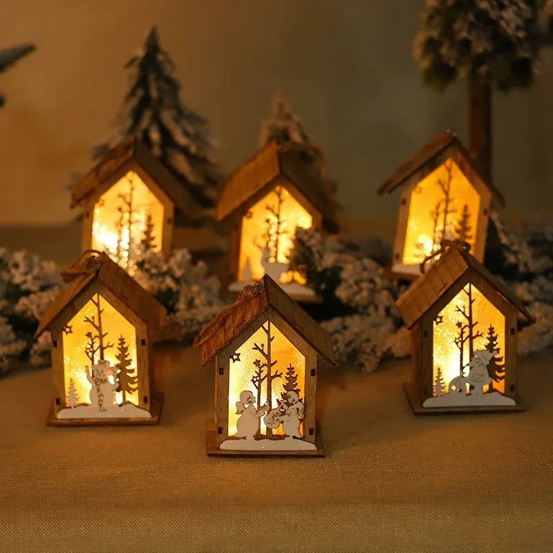 

Luminous Cabin Window Decoration Christmas Decorations Creative Hollow House Decoration Christmas Tree Scene Layout