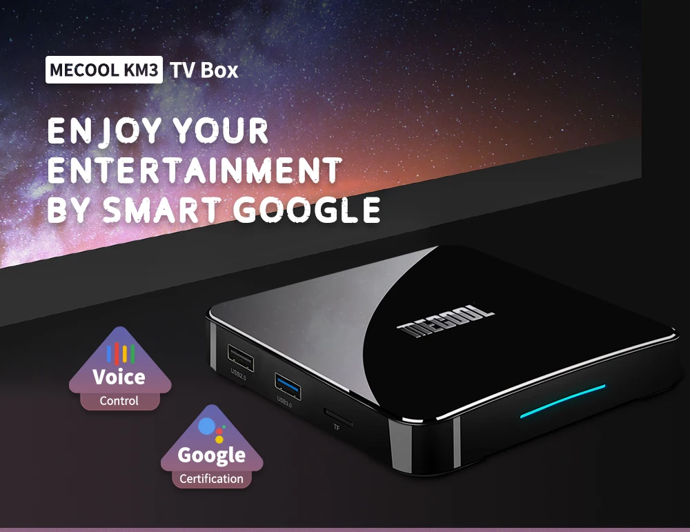 ТВ приставка MECOOL KM3 Android 9 0 Amlogic S905X2 4 Гб DDR4 RAM 128 ГБ ROM 2 4G + 5G WiFi Bluetooth 100 Мбит/с Ethernet