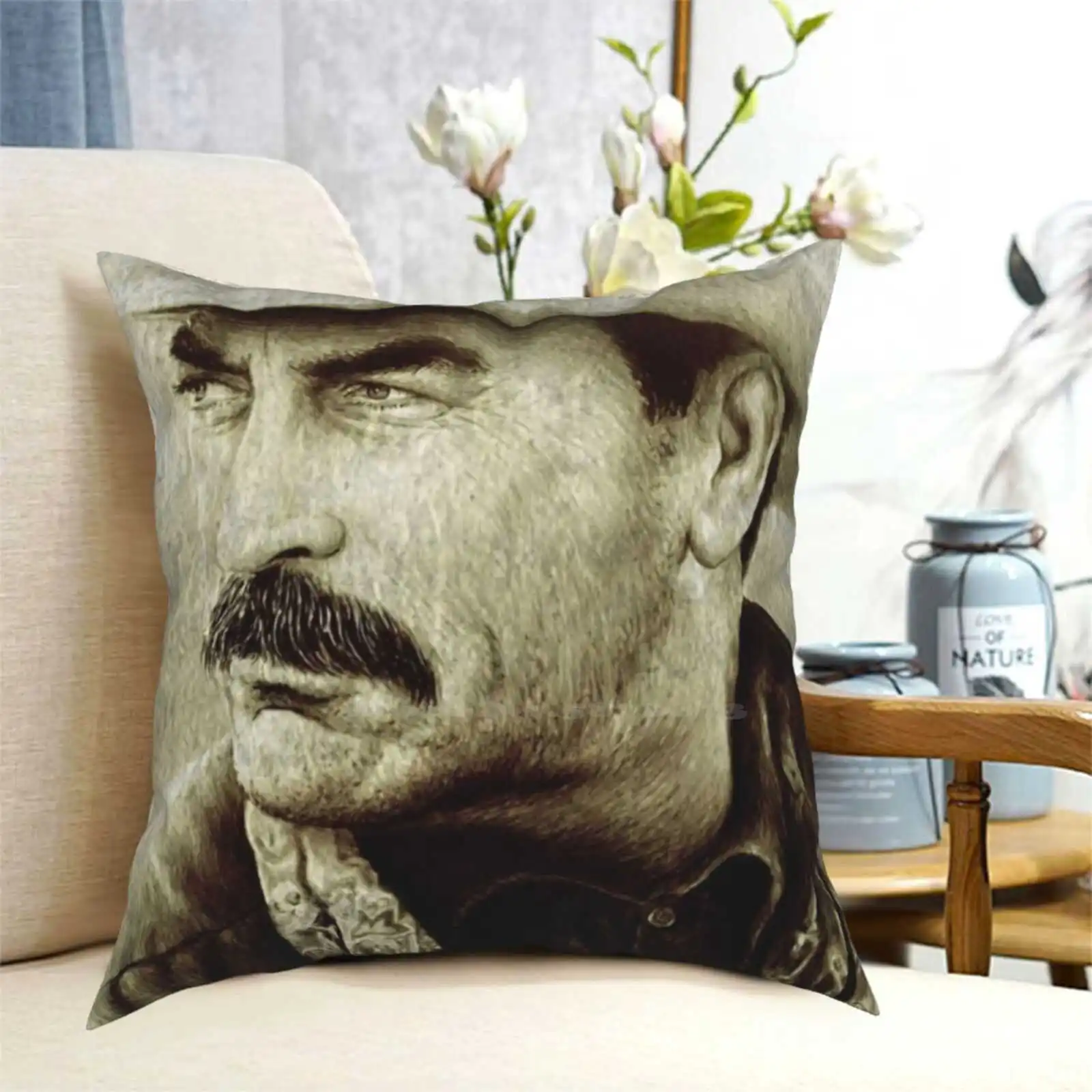 Tom Selleck Забавный милый Декор квадратная наволочка западные ковбои знаменитости