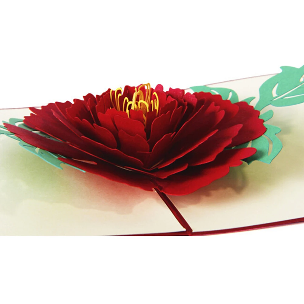 

3D Pop UpPostcard Simple Peony GreetingCard Birthday YearChristmas Folding KirigamiCard for Wedding Valentine's Day