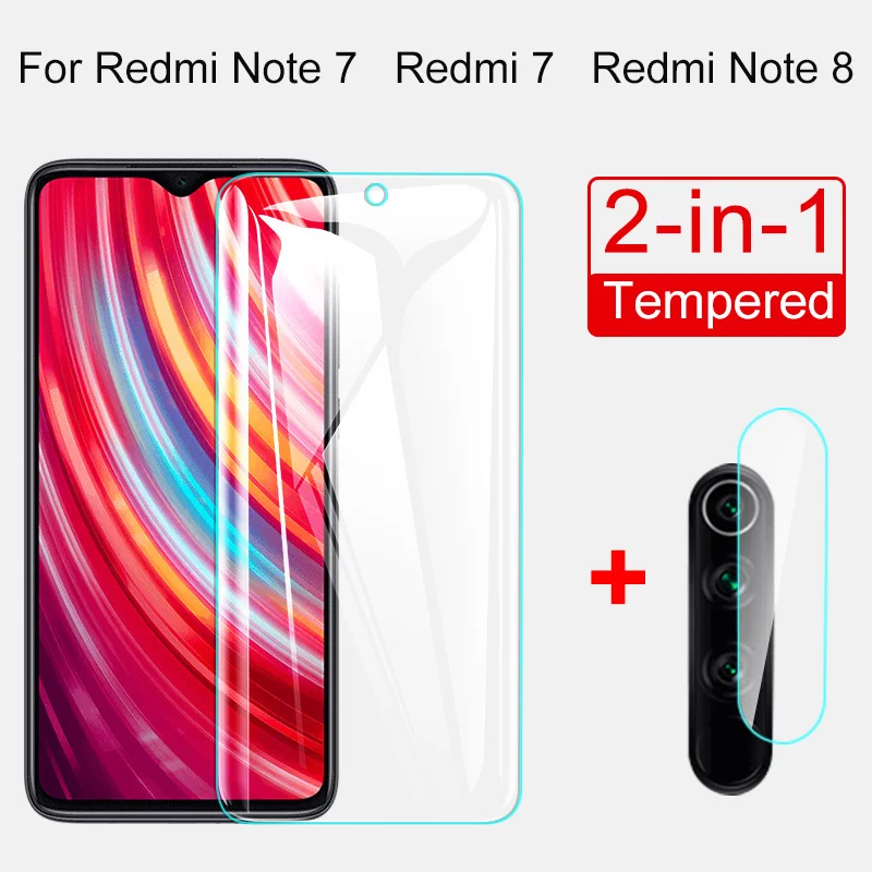 2 в 1 стекло для объектива камеры Redmi Note 8 7 5 Pro закаленное Защита экрана 7A K20 4X Plus