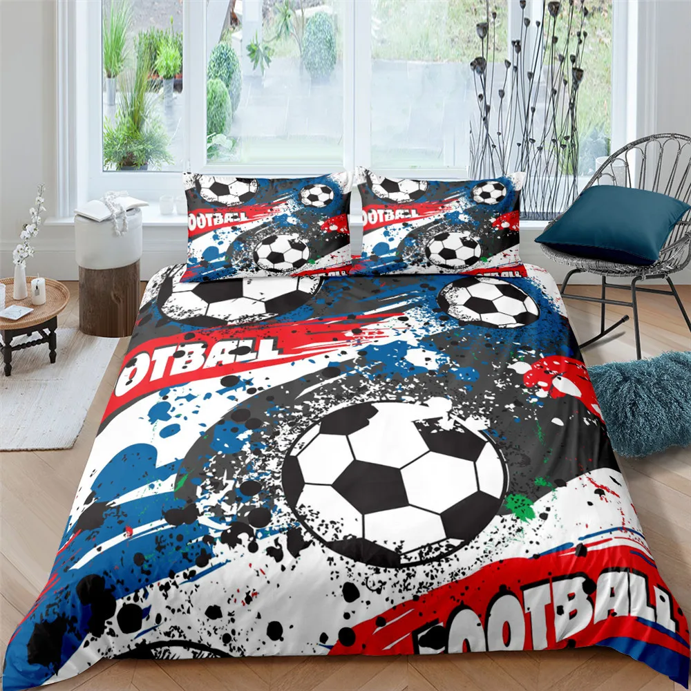 

3D Print Bedding SetsFootball Sport Series Duvet Cover Soft Bed Cover Pillowcases Football Queen King size Boy Gift bed Sets