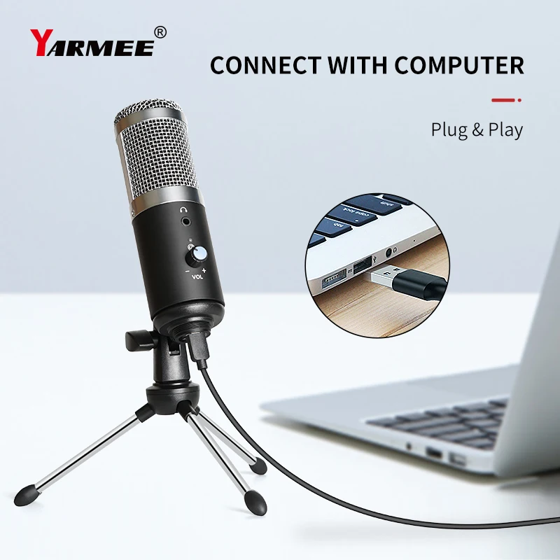 Профессиональный студийный USB микрофон конденсаторный для подкастов