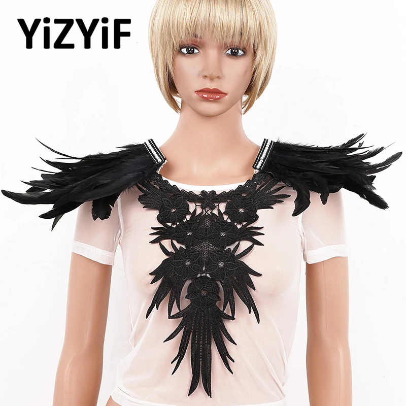 Женский воротник с искусственными перьями шаль из искусственного жемчуга