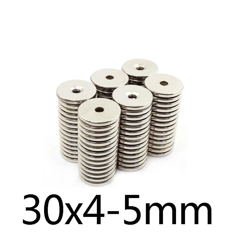 

10/20/50PCS 30x4-5 Strong Rare Earth Neodymium Magnets 30*4 mm Hole 5mm Countersunk Powerful Magnetic Magnet 30x4-5mm 30*4-5