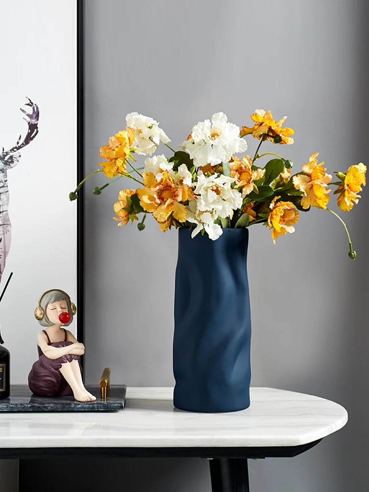 

Threaded Ceramic Vase Morandi Solid Color Decoration Household Vase Modern Home Decor Living Room Bedroom Countertop Vase Gifts