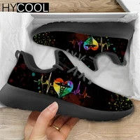 hycool hot style vintage women breathable sport shoes rainbow color nursing printing casual walk gym flats chaussure femme