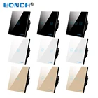 Сенсорный выключатель, европейский стандарт, 220 В, Светодиодная панель из закаленного стекла, 123 клавиши, 1 канал, настенная лампа, датчик освещения, переключатели ВКЛВЫКЛ