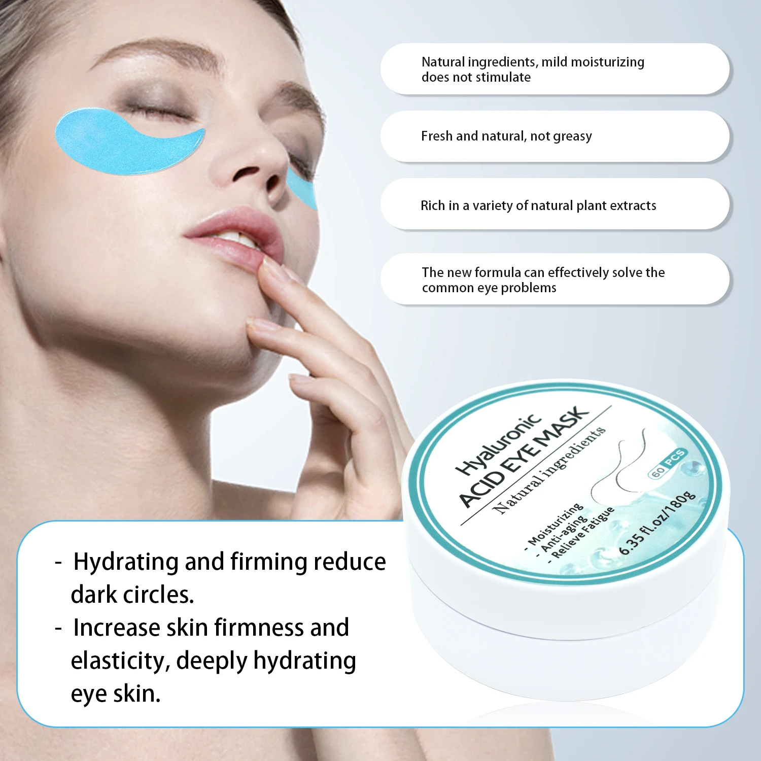 

ianna Hyaluronic Acid Eyes Mask 60pcs Moisturizing Dark Circles Eye Bags Remover Anti Wrinkle Skin Care