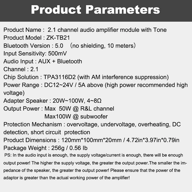 ZK-TB21 TPA3116D2 Bluetooth 5 0 сабвуфер усилитель плата 50WX2 + 100 Вт 2 1 канала мощность o стерео |
