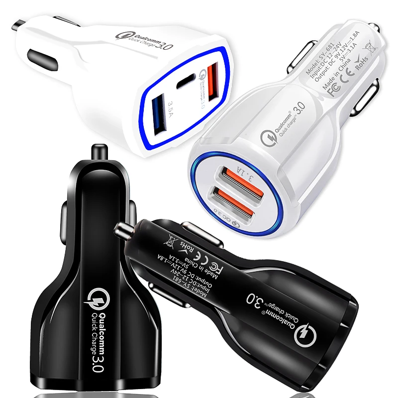 USB Car Charger Quick Charge 3.0 2.0 Type C Mobile Phone 3 Port Fast for Samsung Xiaomi Tablet | Мобильные телефоны и