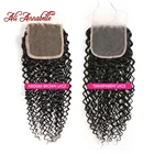 Ali Annabelle бразильские волнистые прозрачные средние коричневые кружевные застежки средняя свободная часть Remy человеческие волосы 4x4 швейцарские кружевные застежки