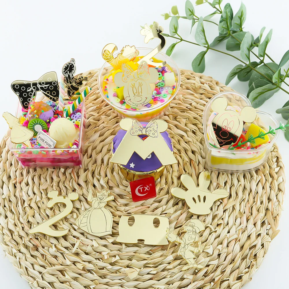 

Mickey Mouse Theme Acrylic cake Toppers Birthday cup Cake Topper DecorPicks Kids Wedding Party Decorations Baby Shower Favors