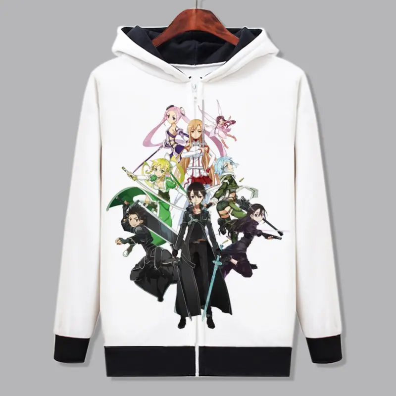 Sword Art Online Cosplay Printed Kirito Kirigaya Kazuto Fleece Coat Men Women Winter Thick Outwear Asuna Yuuki Zipper Clothing |