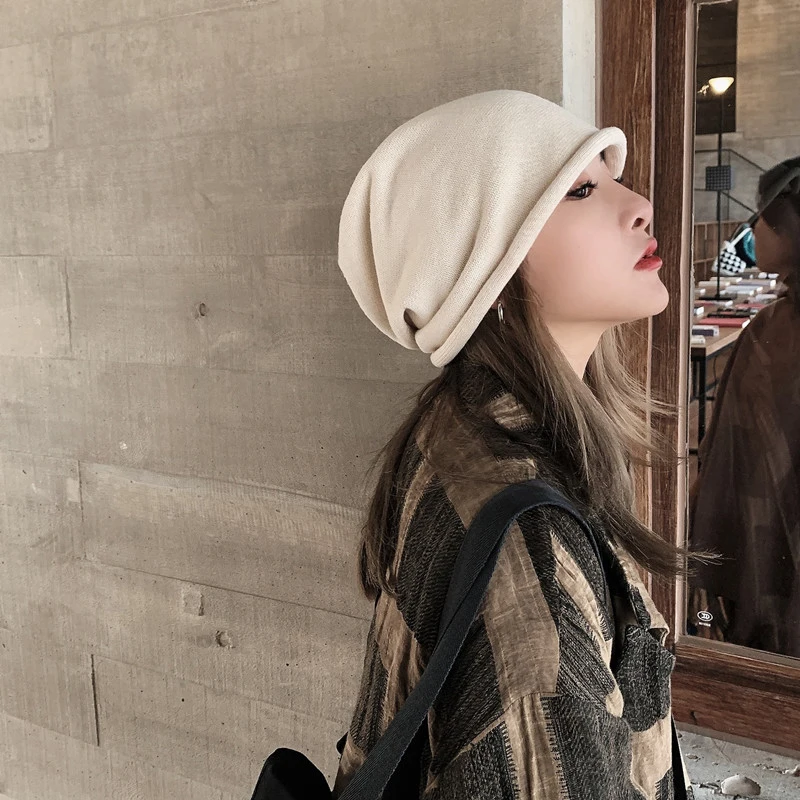 [EAM] Женская Черная серая вязаная Рыбацкая шапка новинка Круглый купол