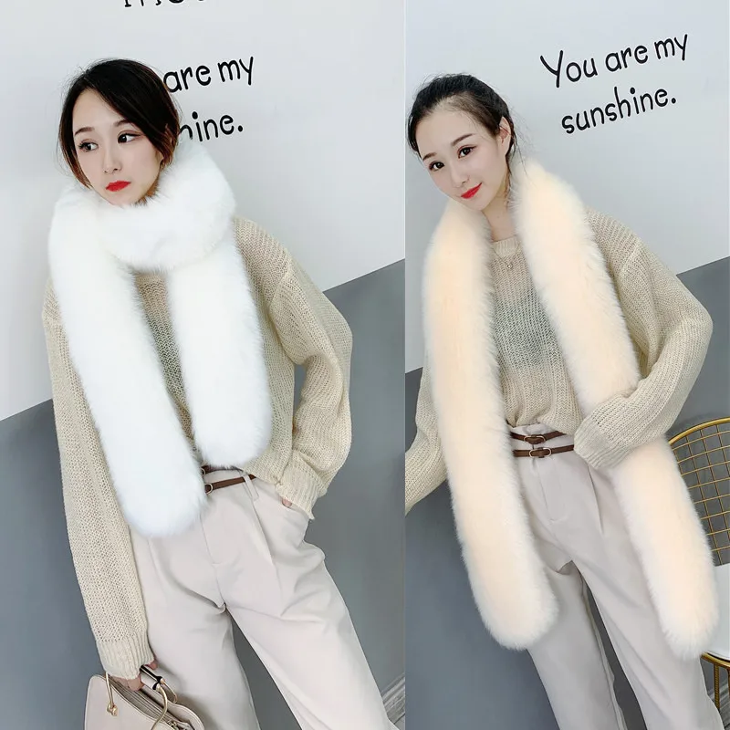 

2021 New Show Super Long Scarf Women's Winter Fur Fox Fur Collar Warm Shawl Plush Collar Women's Fake Collar