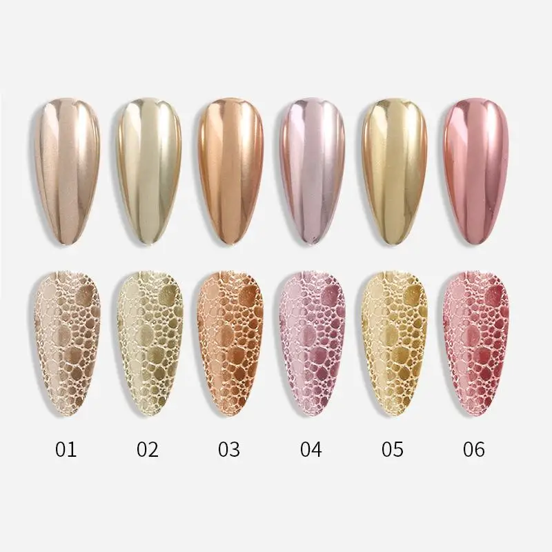 1 коробка твердый порошок авроры блеск для ногтей зеркальный пузырь пыль