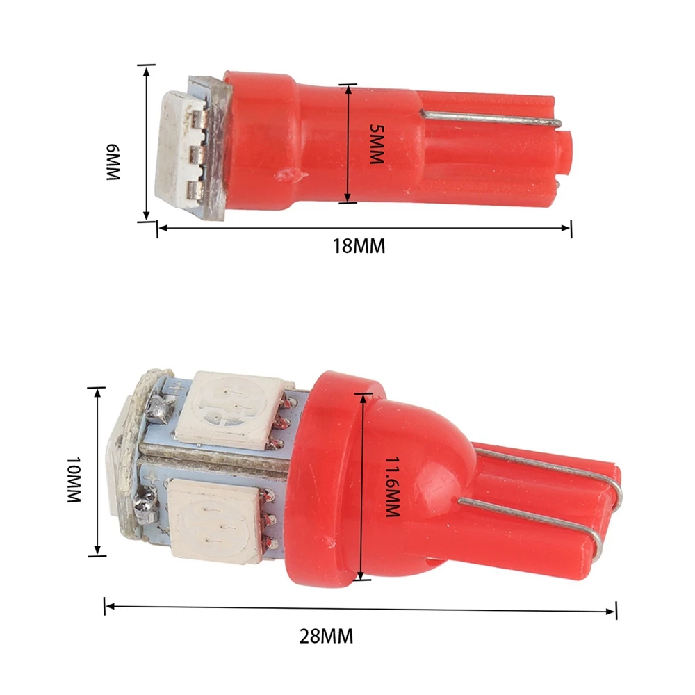 

50pcs T5/T10 Car LED Instrument Panel Cluster Plug Dash Light Bulb Indicator For Turn Signal Light Backup Light Car Accessories