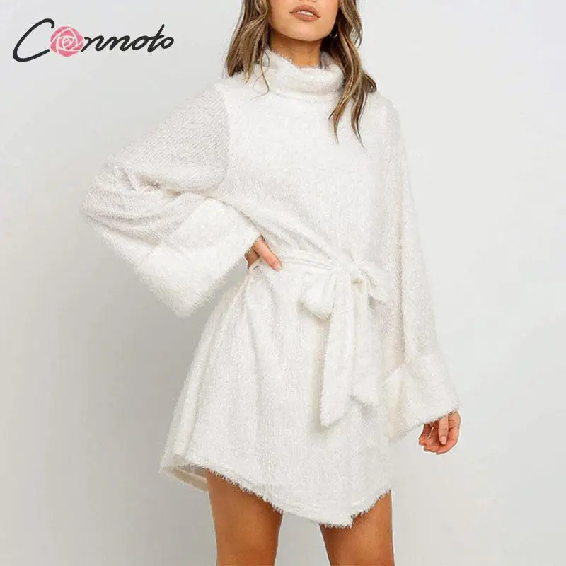 Conmoto 2019 осенне зимнее трикотажное платье женское Повседневное свитер с
