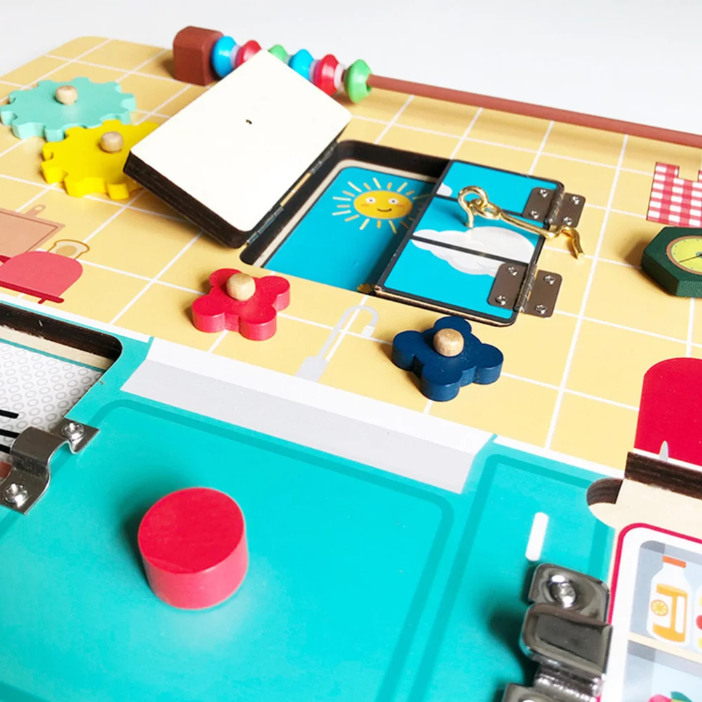 

1pc Wooden Children Interactive Busy Board Kids Practical Learning Plaything