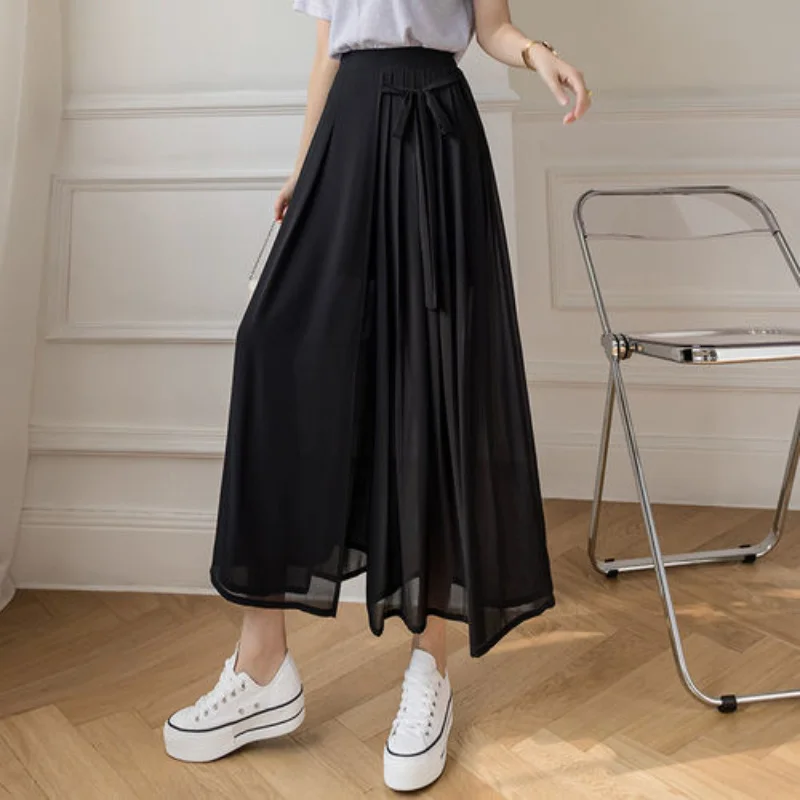 

Fancy Female Plus-size Chiffon Pants High-waisted Casual Pants Baggy Fall And Summer 2021