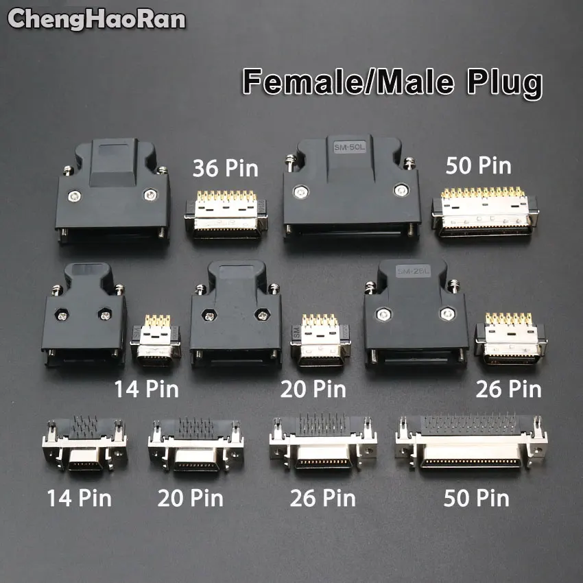 Коннектор ChengHaoRan SCSI MDR 14 20 26 36 50 Pin штекер папа и мама для привода серводвигателя