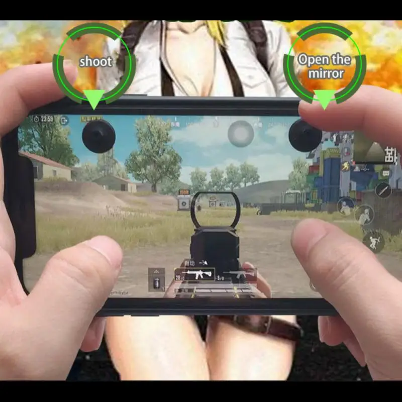 Pubg Controller Metal Mobile Trigger Fire Button Aim Key Mini Gamepad Android Gaming Joystick For Phone L1r1 IPhone 7 | Электроника