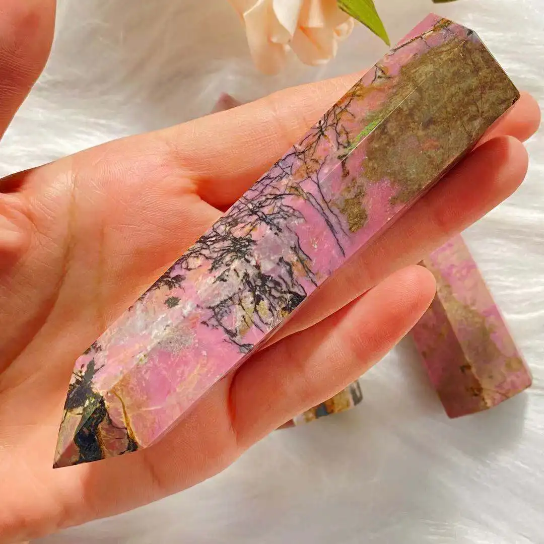 

1pcTop Natural rock Rhodnite quartz hole healing rod 150-170g